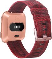📿 ezco woven fabric breathable watch strap for fitbit versa series - quick release replacement wristband accessories for versa smartwatch - compatible with versa 2, versa lite - unisex design logo