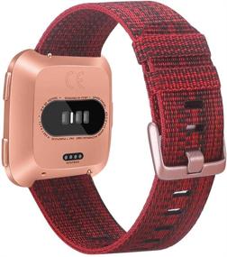 img 4 attached to 📿 EZCO Woven Fabric Breathable Watch Strap for Fitbit Versa Series - Quick Release Replacement Wristband Accessories for Versa Smartwatch - Compatible with Versa 2, Versa Lite - Unisex Design