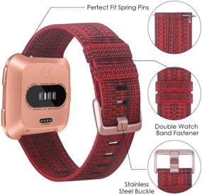 img 3 attached to 📿 EZCO Woven Fabric Breathable Watch Strap for Fitbit Versa Series - Quick Release Replacement Wristband Accessories for Versa Smartwatch - Compatible with Versa 2, Versa Lite - Unisex Design