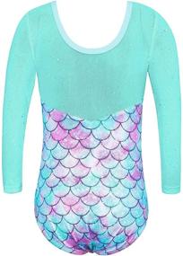 img 2 attached to 🤸 TFJH E Leotards: Stylish Mesh 3/4 Sleeve Gymnastics Girls' Practice Outfits with Scrunchie