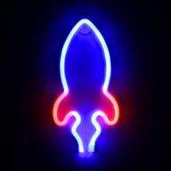 🚀 rocket neon sign, led night light usb or battery powered wall decor for wedding, party, christmas, girls, kids bedroom supplies (blue rocket with red light) логотип