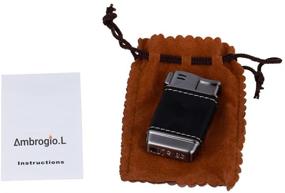 img 2 attached to Premium Ambrogio.L Pipe Lighter: Genuine Leather Soft 🔥 Flame Butane Lighter for Men - Refillable & Stylish