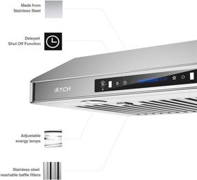 img 1 attached to 🔥 IKTCH 30 Inch Under Cabinet Range Hood: Powerful 900-CFM Ventilation with Gesture Sensing Control Panel & Stainless Steel Design