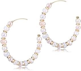 img 4 attached to Chic Faux Pearl Hoop Earrings: Lightweight & Elegant Dangle Earrings for Women - Perfect Bridal Gifts