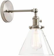 permo single sconce with funnel flared glass clear glass shade 1-light wall sconce wall lamp (brushed) логотип