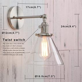 img 3 attached to Permo Single Sconce With Funnel Flared Glass Clear Glass Shade 1-Light Wall Sconce Wall Lamp (Brushed)