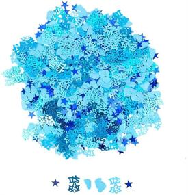 img 3 attached to 💙 Sparkling Blue Table Confetti for Gender Reveal Party Decorations – It's a Boy Baby Footprint Star Confetti by Topfunyy, 1.6 Oz