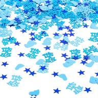 💙 sparkling blue table confetti for gender reveal party decorations – it's a boy baby footprint star confetti by topfunyy, 1.6 oz logo