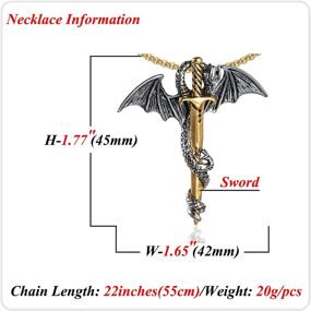 img 3 attached to 🐉 Nsitbbuery Hip Hop Stainless Steel Wings Dragon Tag Pendant Necklace with 18K Gold Plated Box Chain - 20 Inches