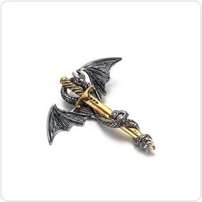 img 2 attached to 🐉 Nsitbbuery Hip Hop Stainless Steel Wings Dragon Tag Pendant Necklace with 18K Gold Plated Box Chain - 20 Inches