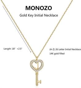 img 3 attached to 🎁 MONOZO Gold Initial Necklace for Women, 14K Gold Plated Letter Charm Necklace with Cubic Zirconia Pendant - Key Initial Necklace for Women, Her, Teen Girls - Perfect for Birthdays!