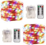 🎄 2 pack christmas string lights colorful - 100 led fairy lights battery operated with remote control - waterproof multi color twinkle lights for home, bedroom, garden, patio, outdoor, xmas decor логотип