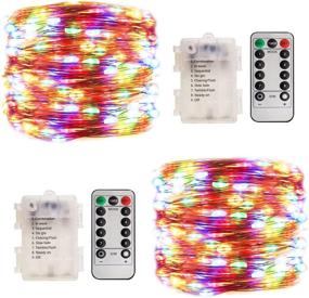 img 4 attached to 🎄 2 PACK Christmas String Lights Colorful - 100 LED Fairy Lights Battery Operated with Remote Control - Waterproof Multi Color Twinkle Lights for Home, Bedroom, Garden, Patio, Outdoor, Xmas Decor