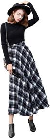img 1 attached to 🔥 Nantersan Women's Flare Long Plaid Skirt - Autumn Winter Warm, High Elastic Waist, Maxi A-line Skirt in Plaid Prints