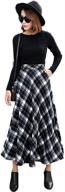 🔥 nantersan women's flare long plaid skirt - autumn winter warm, high elastic waist, maxi a-line skirt in plaid prints logo