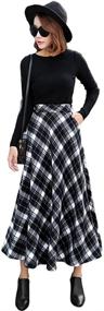 img 2 attached to 🔥 Nantersan Women's Flare Long Plaid Skirt - Autumn Winter Warm, High Elastic Waist, Maxi A-line Skirt in Plaid Prints