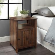 🌟 stylish and functional 2-piece dark walnut side table set by walker edison warwick - grooved door design, 2 pack логотип