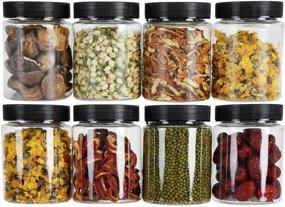 img 3 attached to 🔒 Tebery 16-Pack 16oz Clear Plastic Jars: Airtight Containers for Kitchen & Household Storage