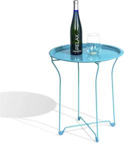 img 1 attached to Enhance Your Space with the Atlantic urbSPACE Metal Side Table - Stylish Folding Tray Table for Ultimate Convenience and Durability, Coated in Capri Breeze for a Refreshing Touch