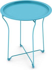 img 4 attached to Enhance Your Space with the Atlantic urbSPACE Metal Side Table - Stylish Folding Tray Table for Ultimate Convenience and Durability, Coated in Capri Breeze for a Refreshing Touch