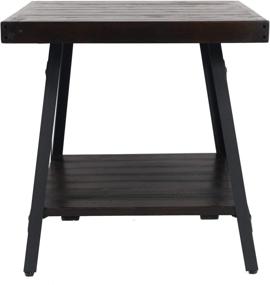 img 1 attached to 🌲 Emerald Home Chandler Hardwood Square Accent Side End Table: Stylish Storage Shelf with Sturdy Metal Legs, Pine Dark Brown