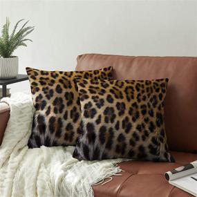 img 3 attached to 🐆 WAYATO Leopard Throw Pillow Covers – 18x18 Cushion Rectangle Pillow Cover with Beautiful Leopard Pattern Print, Abstract Africa Animal Print Pillow Cover for Living Room Couch in Brown