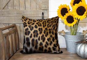 img 2 attached to 🐆 WAYATO Leopard Throw Pillow Covers – 18x18 Cushion Rectangle Pillow Cover with Beautiful Leopard Pattern Print, Abstract Africa Animal Print Pillow Cover for Living Room Couch in Brown