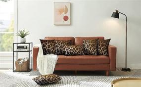 img 4 attached to 🐆 WAYATO Leopard Throw Pillow Covers – 18x18 Cushion Rectangle Pillow Cover with Beautiful Leopard Pattern Print, Abstract Africa Animal Print Pillow Cover for Living Room Couch in Brown