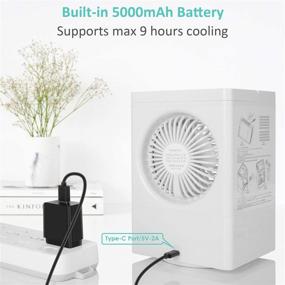 img 2 attached to 🌬️ 5000mAh Rechargeable Battery Operated Portable Air Conditioner with 120° Auto Oscillation - Personal Mini Air Cooler, 3 Wind Speeds, 3 Cooling Levels - Ideal for Office Desk, Dorm, Bedroom, Outdoors