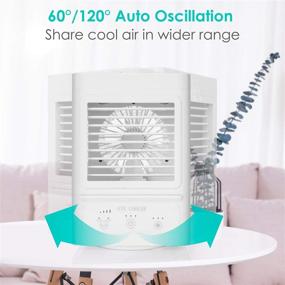 img 3 attached to 🌬️ 5000mAh Rechargeable Battery Operated Portable Air Conditioner with 120° Auto Oscillation - Personal Mini Air Cooler, 3 Wind Speeds, 3 Cooling Levels - Ideal for Office Desk, Dorm, Bedroom, Outdoors
