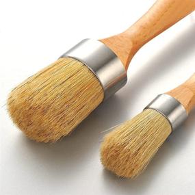 img 3 attached to 🖌️ SANJIAN 2PCS Chalk Paint Wax Brush Set - Perfect for Furniture, Stencils, Wood Projects, Wax Finishing, Milk Paint. Dark or Clear Soft Wax with Natural Bristles!