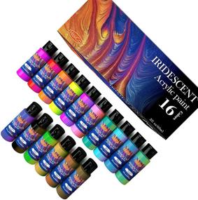 img 4 attached to 🎨 16-Piece Chameleon Colors Iridescent Acrylic Paint Set | 60ml (2 OZ) Bottles | High Viscosity Sparkle Paint | Non-Toxic & Fade-Resistant | Ideal for Artists, Beginners & Kids | Use on Rocks, Crafts, Canvas, Wood, Fabric, Ceramic