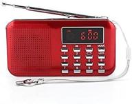 📻 ohala mini portable am/fm radio mp3 music player speaker - red | supports micro sd/tf card logo