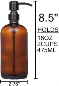 img 1 attached to 2-Pack Amber Glass Pint Jar Soap Dispenser Set with Matte Black Stainless Steel Pump - 16oz Boston Round Bottles Dispenser for Essential Oil, Lotion, Soap - Rustproof Pump Included