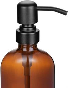 img 3 attached to 2-Pack Amber Glass Pint Jar Soap Dispenser Set with Matte Black Stainless Steel Pump - 16oz Boston Round Bottles Dispenser for Essential Oil, Lotion, Soap - Rustproof Pump Included