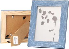 img 4 attached to 🖼️ AZL1 Life Concept Rustic Wooden Picture Frame 5x7 Inches, Set of 2 - 100% Natural Eco Distressed Wood and Shatterproof Artificial Glass, Wall and Tabletop Display, Deep Blue