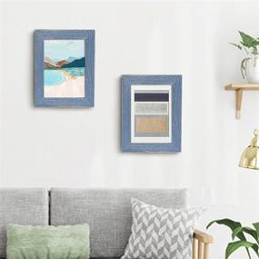 img 2 attached to 🖼️ AZL1 Life Concept Rustic Wooden Picture Frame 5x7 Inches, Set of 2 - 100% Natural Eco Distressed Wood and Shatterproof Artificial Glass, Wall and Tabletop Display, Deep Blue