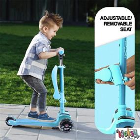 img 2 attached to KicksyWheels Scooters for Kids: 3 Wheel Toddler Scooter with Light Up Wheels - Perfect Toys for 1 Year Old and Up - Adjustable Heights and Seat (Teal)