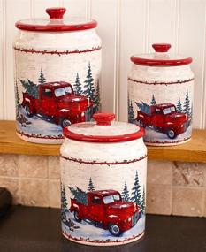 img 1 attached to 🚚 Set of 3 Vintage Country Red Pick Up Truck Kitchen Canisters