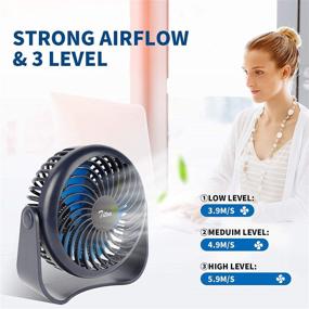 img 2 attached to 💨 Rechargeable USB Desk Fan with 2000mAh Battery, 3 Speeds Portable Mini Fan for Office Table - 360° Adjustability