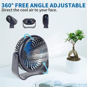 img 3 attached to 💨 Rechargeable USB Desk Fan with 2000mAh Battery, 3 Speeds Portable Mini Fan for Office Table - 360° Adjustability