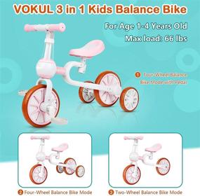 img 3 attached to VOKUL 3-in-1 Kids Tricycle: Toddler Balance Trike Bike Toys with Detachable Pedals, Walking Tricycle/Bicycle for 1-4 Years Old, 3 Wheel Bike Trikes First Birthday Gift