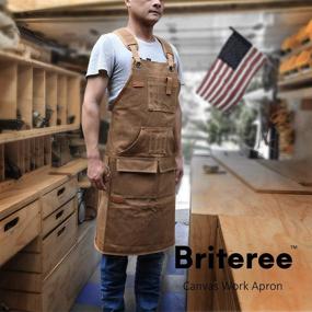 img 1 attached to Briteree Woodworking Aprons: The Perfect Gift for Men 🔨 Woodworkers - Featuring 9 Tool Pockets and Durable Waxed Canvas