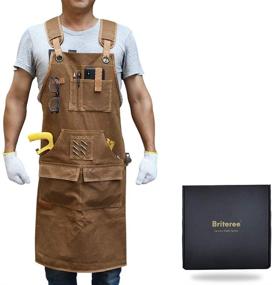 img 4 attached to Briteree Woodworking Aprons: The Perfect Gift for Men 🔨 Woodworkers - Featuring 9 Tool Pockets and Durable Waxed Canvas