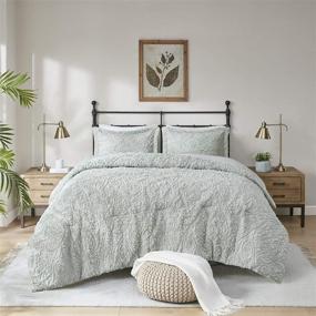 img 4 attached to 🛏️ Madison Park Norfolk Super Soft Plush Faux Fur Paisley Blush Luxury Bedding Set – Full/Queen Grey Comforters for Bedroom