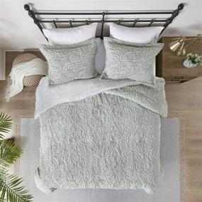 img 2 attached to 🛏️ Madison Park Norfolk Super Soft Plush Faux Fur Paisley Blush Luxury Bedding Set – Full/Queen Grey Comforters for Bedroom