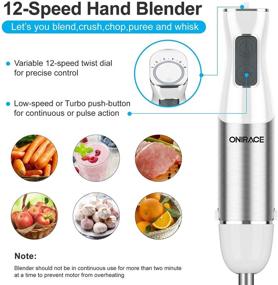 img 2 attached to 800W Powerful 12-Speed 5-in-1 Hand Blender Kits with Stainless Steel Blades – Immersion Blender, 500ml Chopper, 600ml Beaker, Egg Whisk, Milk Frother for Kitchen Multi-Purpose