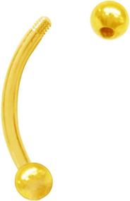 img 3 attached to Ritastephens 14k Solid Gold Eyebrow Ring Jewelry - 16 Gauge (Yellow/White) for Enhanced SEO