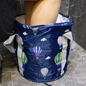 img 1 attached to 👜 VTWTV Portable Foot Soaking Bag - Insulation Foot Bath Bucket for Travel - Folding & Easy to Carry - Dark Blue