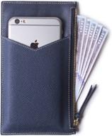 stylish rfid women's credit card holder wallet: large leather wallets with zip pocket for phone, coin, and check logo